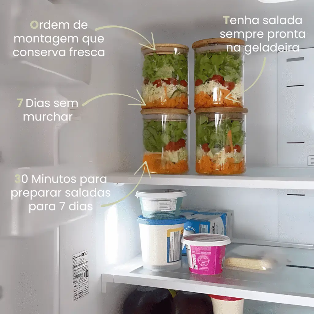 Salada no pote com molho irresistível